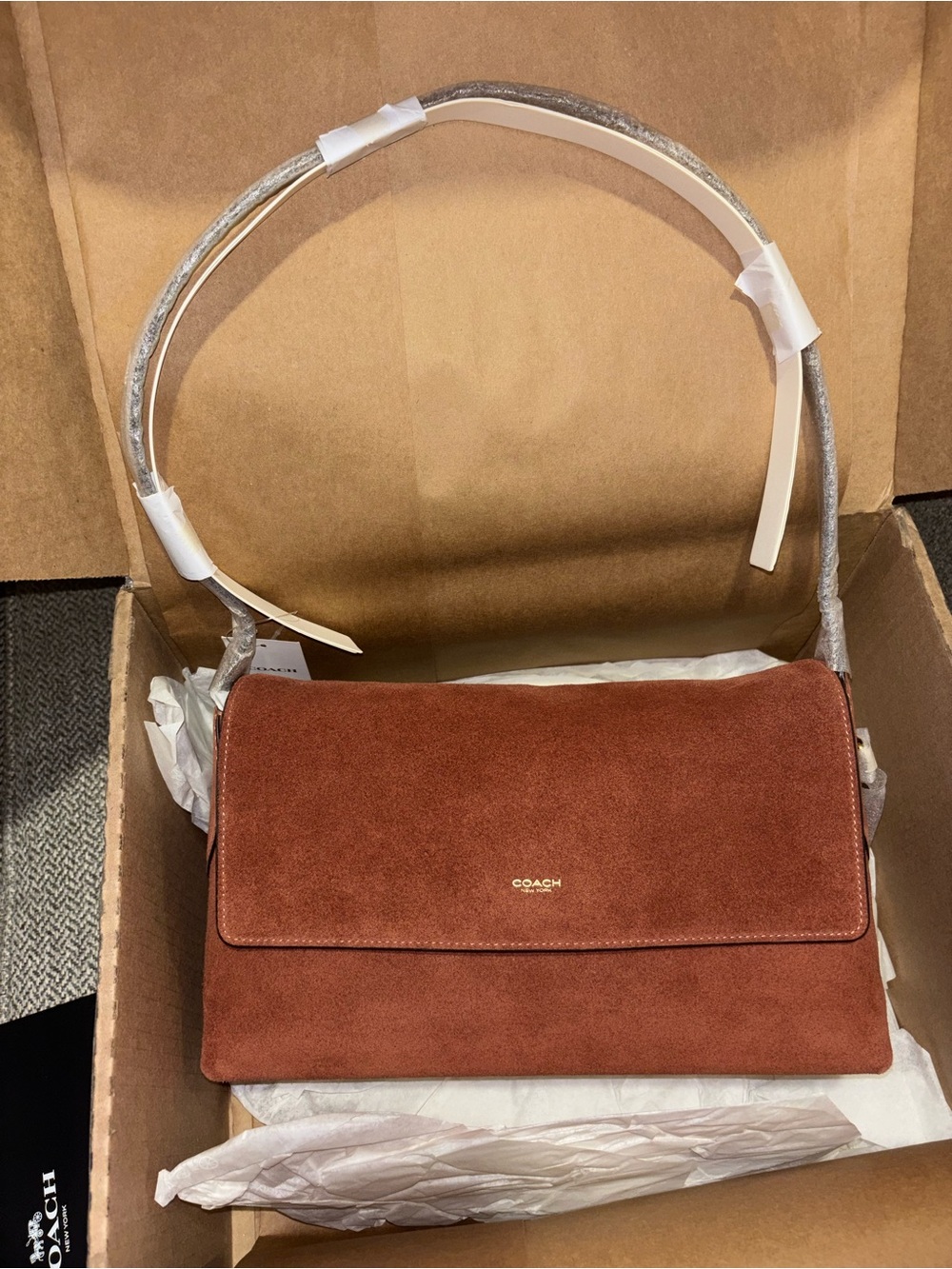 Coach Chelsea 30 Suede Clay / brass NWT - Picture 2 of 10